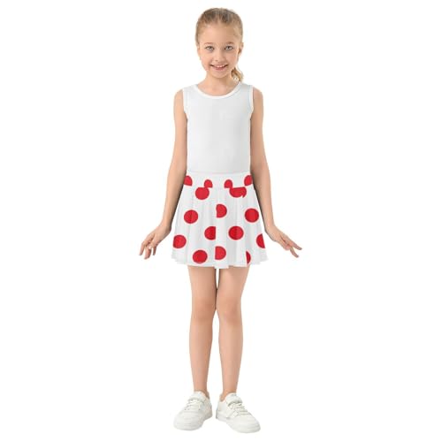 susiyo Girls Tennis Skirts Christmas Red Polka Dot Pattern Girls Athletic Golf Skirt with Built-in Shorts3