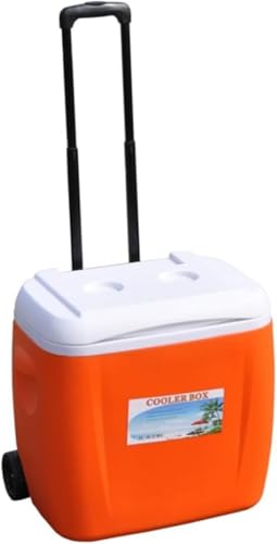 Minogoクーラーボックス 大型 プルロッド付き キャスター付き 保温ボックス 保冷ボックス 車用冷蔵庫 鮮度保持 PE素材シェル 耐久性 軽量 頑丈 多機能 おしゃれコンパクトデザイン 持ち運びやすい 大容量 PP素材ライナー コ 釣り車載 キャンプ