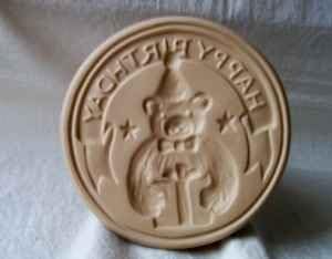 Brown Bag Cookie Art Happy Birthday Teddy Bear Cookie Mold Stamp