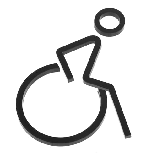 Cabilock Acrylic Accessible Toilet Sign, Handicap Washroom Indicator Disabled Wheelchair Symbol, Non-glare Black Bathroom Door Plaque for Restrooms