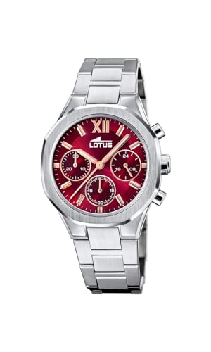 Chronographe Lotus femme argenté, montre analogique quartz étanche 5 ATM