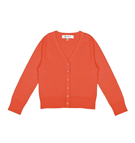 YEMAK Girlâ€™s Knit Cardigan Sweater â€“ Long Sleeve V-Neck Basic Kids Casual Button Down Soft Lightweight Knitted Cute Top MK5178KID-Fiesta-6/8