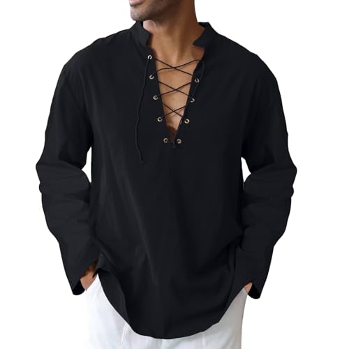Image of CTU Men's Cotton Shirt Pirate Shirt Medieval Viking Renaissance Costume