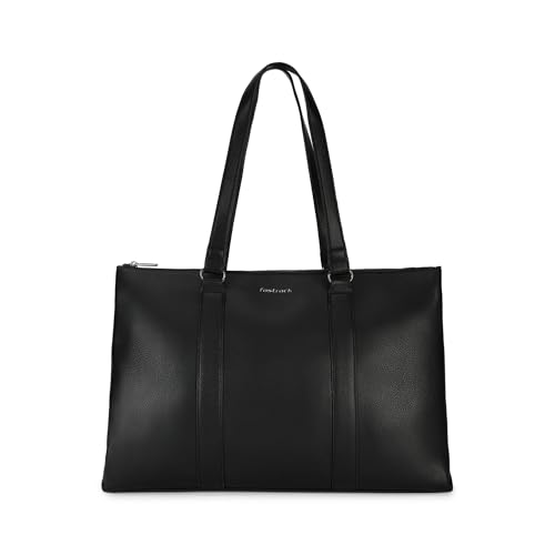 Image of Fastrack Structured Laptop Tote Bag for Women | Faux Leather Work Bag with 15-Inch Padded Sleeve, 3 Compartments, Utility Pockets, Zip Closure | Elegant Office and Travel Tote
