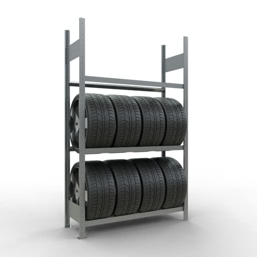 PROREGAL Reifenregal | Grundregal | HxBxT 200x120x40cm | 3 Ebenen | Fachlast 150kg | Verzinkt | Reifenständer Garagenregal