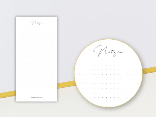 Dany Marcus Notizblock mit Goldschnitt, To-Do-Liste, Einkaufsliste, Notizzettel mit Gold, DIN Lang, 100x210mm, 80 Blatt, Leimbindung oben