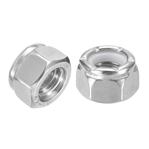 sourcing map 25 tuercas de bloqueo hexagonales de nailon de 5/16 a 18, tuerca de tope de inserción de nailon autoblocante de acero inoxidable 304 para sujetadores de construcción industrial, plateado