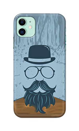 Image of PRINTFIDAA Mustache Beard and Hairstyle Hipster in Glasses Printed Designer Hard Case for Apple iPhone 11 (6.1 inch), A2221, A2111 Back Cover -(e) RPM1002