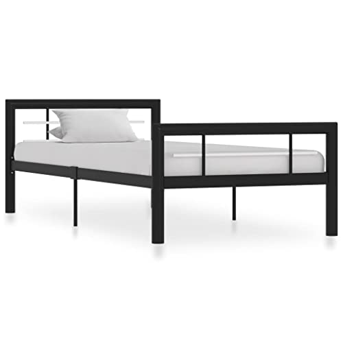homiuse Giroletto Nero e Bianco in Metallo 100x200 cm Mobile Letto A Scomparsa Singolo Struttura Letto Una Piazza E Mezza Telaio Letto In Metallo Look Elegante E Classico