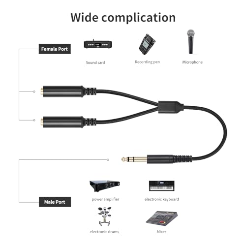 Cable divisor 6.35 mm Lrbners que elimina el ruido al duplicar canales en teclados e interfaces 4