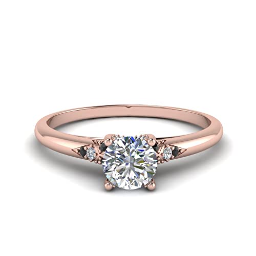 Image of Choose Your Gemstone Petite Dome Engagement Ring Rose Gold Plated Round Shape Petite Engagement Rings Everyday Jewelry Wedding Jewelry Handmade Gifts for Wife US Size 4 to 12