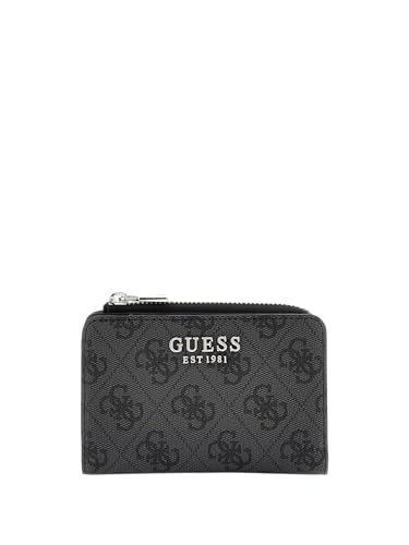 Guess Laurel II Porte-Cartes zippé pour Femme Logo Charbon Taille Unique