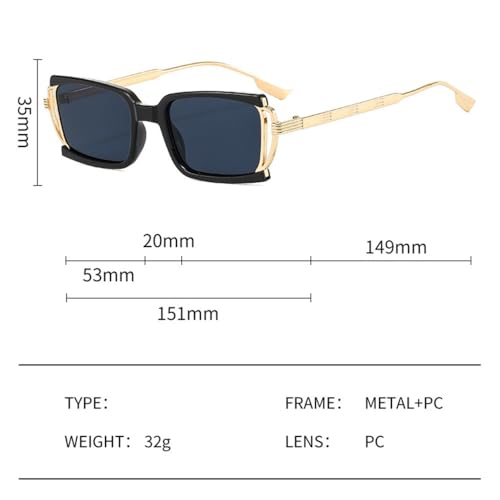 Lunettes de soleil vintage rectangle pour femmes et hommes