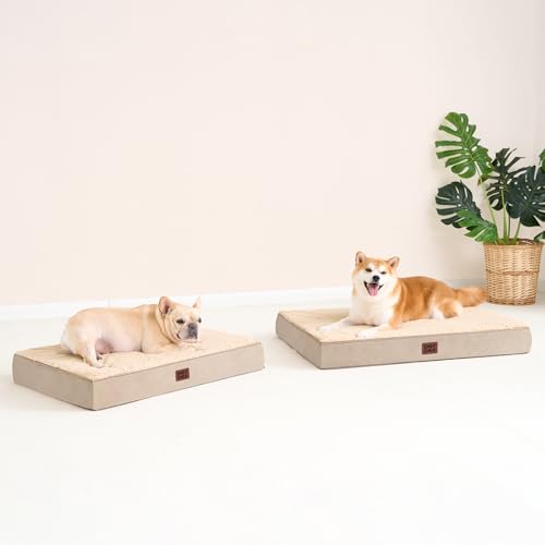 Image of EHEYCIGA Orthopedic Dog Bed Large with Removable Washable Cover, 35IN Khaki