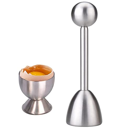 Eierköpfer Eierköpfer und Eieröffner aus Edelstahl Shell-Öffner Eggsecutor Eierschneider Egg Topper Cutter Edelstahl Küchenwerkzeug für Harte und Weich Gekochte Eier Eierschale - 1 Topper,1 Becher Cover