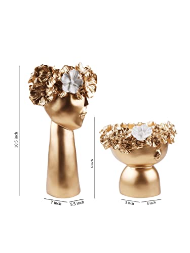 Image of THE WHITE INK DECOR Premium Decorative Vases Home Decor Items Showpiece Idol Figurine Set of 2 showpiece Idol for Gifting, Home Decoration and Living Room Decor (10.5, 6inches)