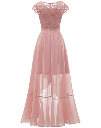 Daisyaner Women's V Neck Formal Floral Lace Bridesmaid Maxi Dress Evening Party Elegant Dresses Evening Prom Dress Blush S #TOP5