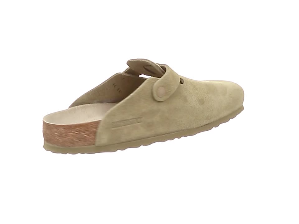 Watch Birkenstock Boston Suede Leather Soft Footbed Faded Khaki