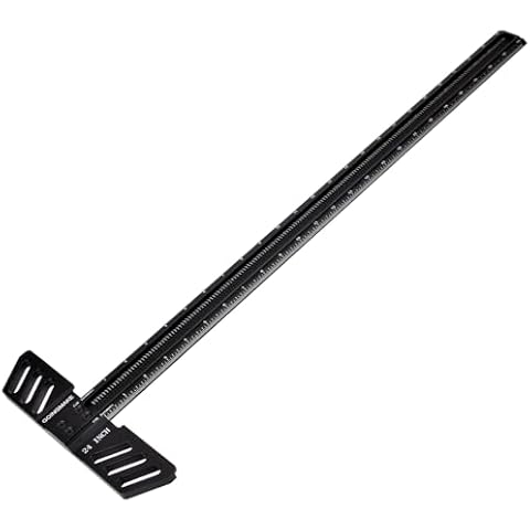 GOINGMAKE Woodworking T-Square 24 Inch Aluminum Alloy T Square Ruler 1/32" Hole Scrbing Guides Positioning Scribe Tool Precision Woodworking Ruler Scribing Tool for Carpenter Layout and Measuring Cover