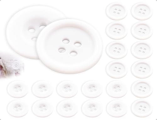 AOYEGIC 20 Stück Knöpfe,Vintage Resin Dekorative Hemdknöpfe,Handgefertigtes Zubehör,verwendet für Kleider Anzüge Jacken Mäntel Uniform DIY Handwerk(Weiß,Runde,30 mm)