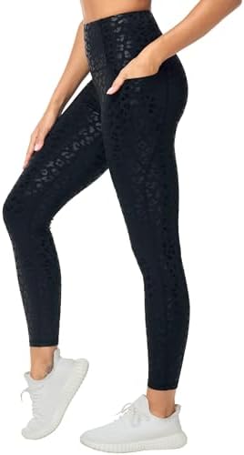 THE GYM PEOPLE Damen High Waist SportsLeggings Stretch Laufen Yoga Hose | Doppellagige Bauchkontrolle, Hautfreundlich, 4-Wege-Stretch, 2 Seitentaschen, Feuchtigkeitsableitend, Pila