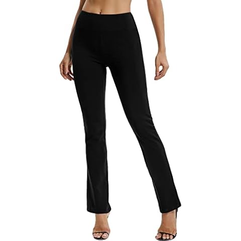 FITTOO Women Casual Boot Cut Yoga Pants Ladies Stretch Softy Trousers Pilates Workout Gym leggings,Black,Small Cover