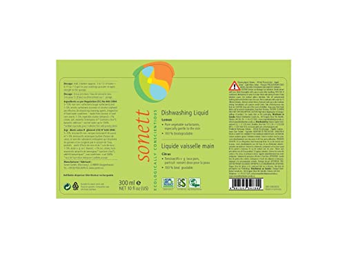 Image of Sonett Organic Dishwashing Liquid Organic 100% Biodegradable (Lemon, 10 Fl.Oz (1 Count))