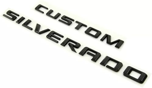 Image of 2pcs Replacement for 2019-2023 Silverado Custom Rear Tailaget Letter Emblem Badge 3D Decal Nameplate (Gloss Black)