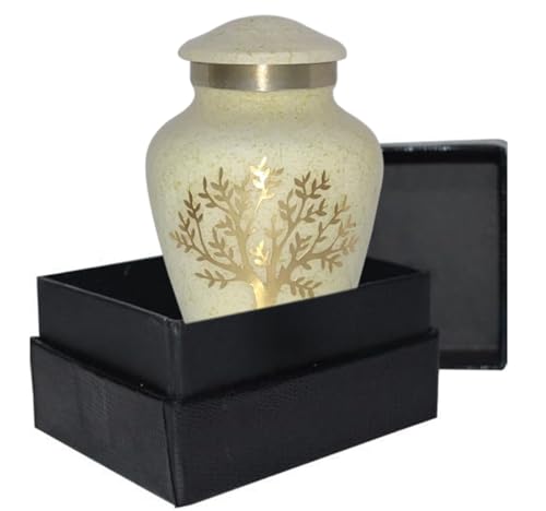 Image of Tree of Life Keepsake Small Keepsakes Urn for Human Ashes - Decorative Urn for Ashes Adult Female & Male, Funeral Urns - Pearl Marble