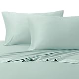 Top-Split-King: Adjustable King Bed Sheets 4PC Solid Sea 100% Cotton 600-Thread-Count, Deep Pocket