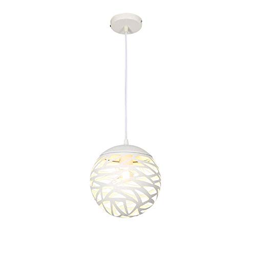 Suspension cage en métal blanc design géométrique pour éclairage de restaurant