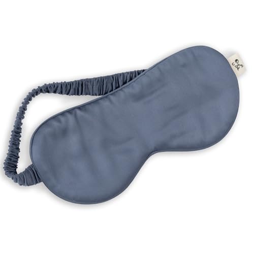 Essentials Organic Blue Lagoon Sleep Mask | Oversized Contoured Eye Mask with Bamboo and Silver Ion Silk for Sensitive Skin and Restful Sleep