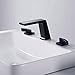 BULUXE Waterfall Widespread Bathroom Sink Faucet in Matte Black, Contemporary 3 Hole Double-Handle Bathroom Sink Faucet Solid Brass(Matte Black)