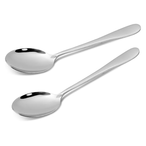 CAMRI Serving Spoon Set of 2- Stainless Steel Large Serving Spoons for Buffet, Home, Kitchen & Restaurants, Mirror Polished, Dishwasher Safe (C61 - Pack of 2)