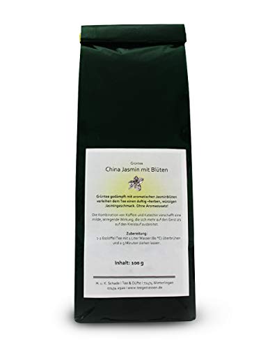 Grüntee Jasmin mit Blüten, Lose Blätter, Grüner Tee, Jasminblüten, 100g, Teegeniessen Cover