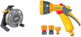 Hozelock Ltd Compact Hose Reel with 25m hose with Connectors, Multicolour