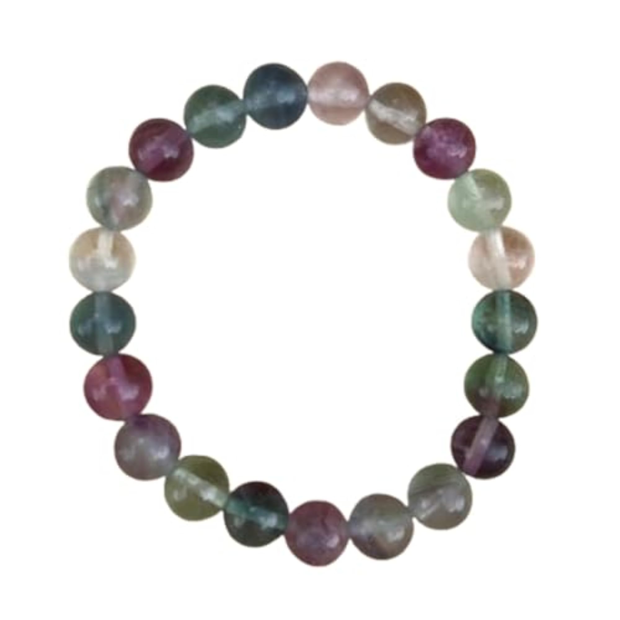 Unisex Natural Rainbow Fluorite 8mm Bead Stretchable Bracelet