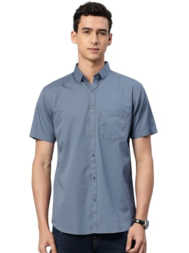 Image of Majestic Man Slim Fit Pure Cotton Half Sleeve Solid Casual Shirt