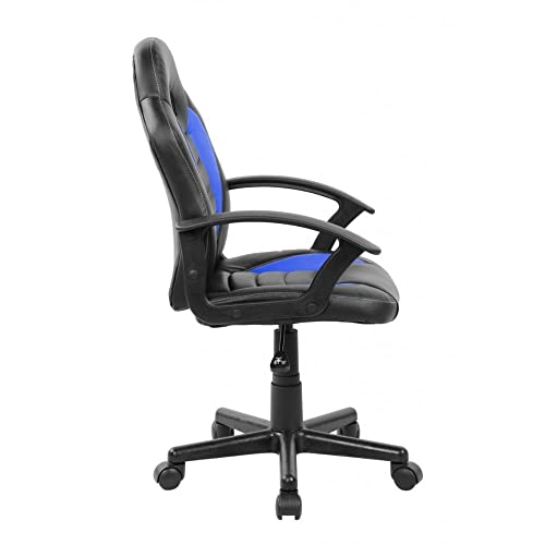 Cadeira Gamer Infantil em Couro Pu Preta com Azul Pelegrin Pel-9353