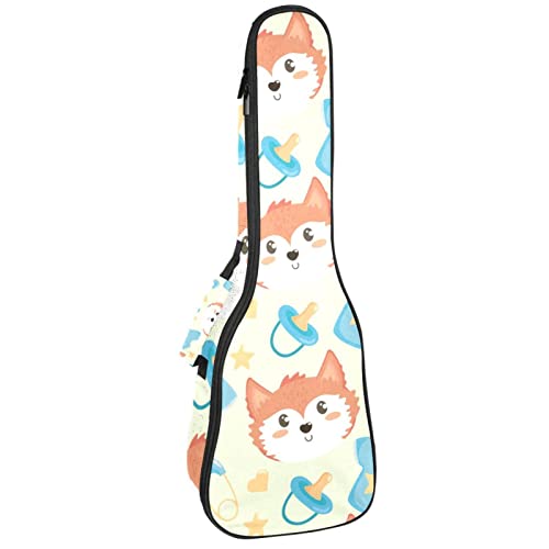 Housse ukulélé concert et soprano rembourrée 10mm avec motif renard