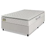 Cama Box Casal Queen Colchão Espuma D33 Pillow Top New Millenium 158x198x57cm Branco Hellen – Suporta Até 120 Kg Por Pessoa