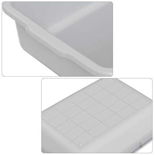 Lasbily Set of 4 35 L Large Commercial Bus Tubs, Restaurant Plastic Bus Box, Gray
