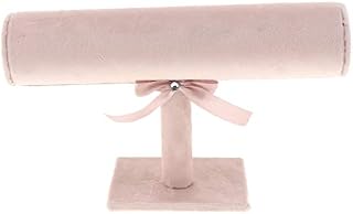 Gazechimp Velvet Jewelry Tower Bracelet Holder Desktop Jewelry Organizer T-Bar Bracelet Necklace Jewelry Display Stand Rod, Pink