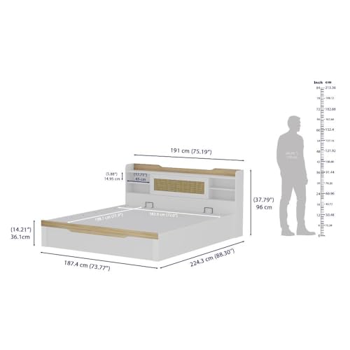 Image of Wakefit Bed | 3 Yr Warranty | King Size Bed, Comes with Hydraulic Storage, Noise-Free, Density: 680-750 kg /m, Termite & Borer Resistant, Fits Mattresses Up to 8 inches (Halos 78 x 72 - Frosty White)