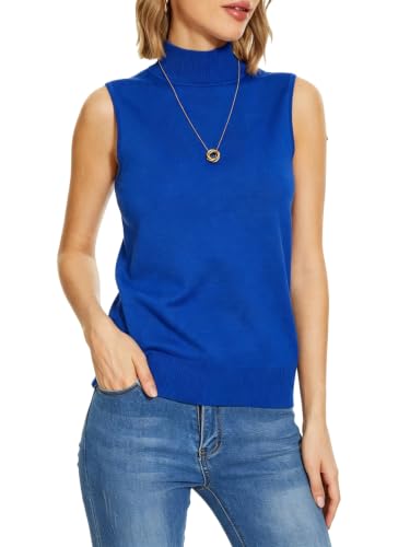 INKOFF Women's Mock Neck Tops Sleeveless Turtleneck Sweater