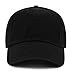 The Hat Depot Women Men Blank Washed Low Profile Cotton and Denim Baseball Cap Hat (Solid Black)