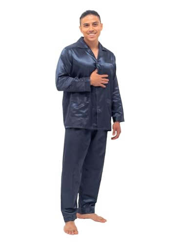 Men's Light Brushed Back Satin Pajama Set - Large, Slate Gray3
