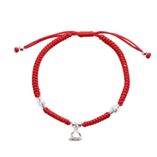 Bracelet corde rouge en argent S925 CMBSSTFC réglable porte-bonheur
