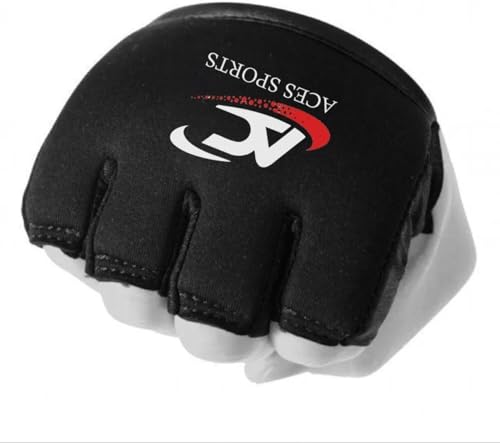 Aces Sports Knuckle Protector, Black MMA Gel Hand Guard, Fingerless Design (L/XL)