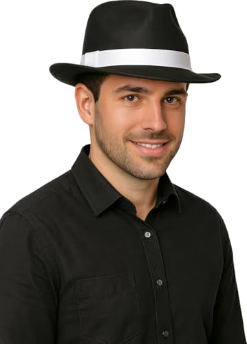 Cappello nero con fascia bianca